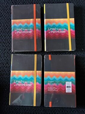 Demdaco Black Notebook with Lines Paper and  Pen Holder